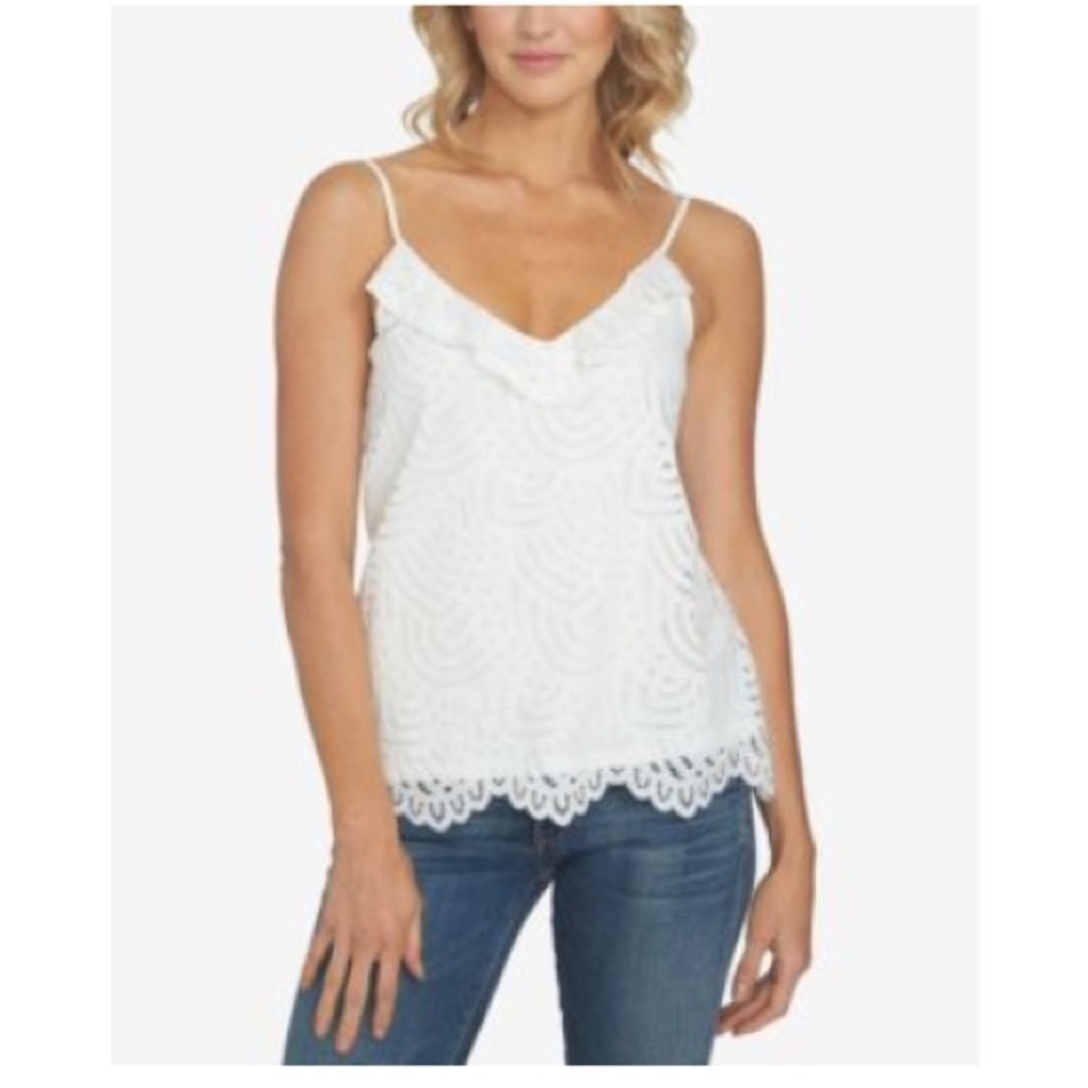 1. State Creamy White Lace Sleeveless Camisole Tank Top Size Large NWT